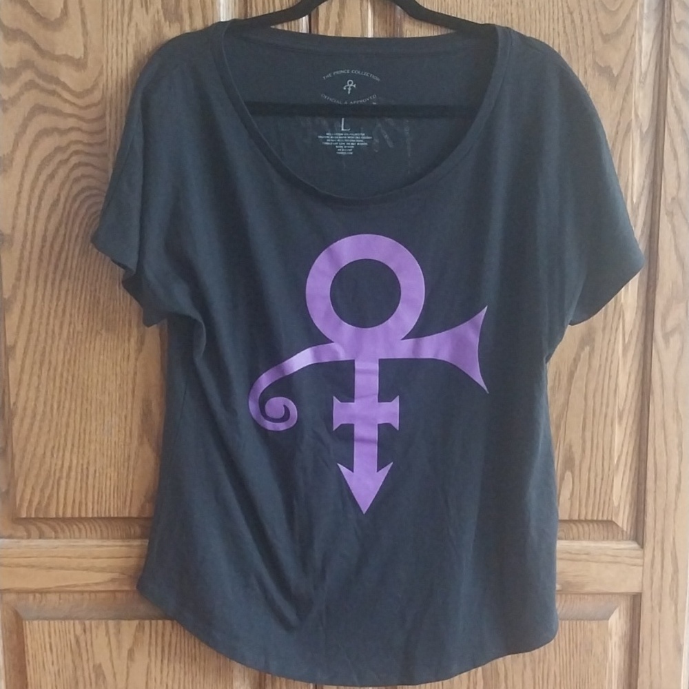 Prince Symbol Unisex Short Sleeve T-shirt Large Black Purple Round Neck Y2K - Picture 2 of 7